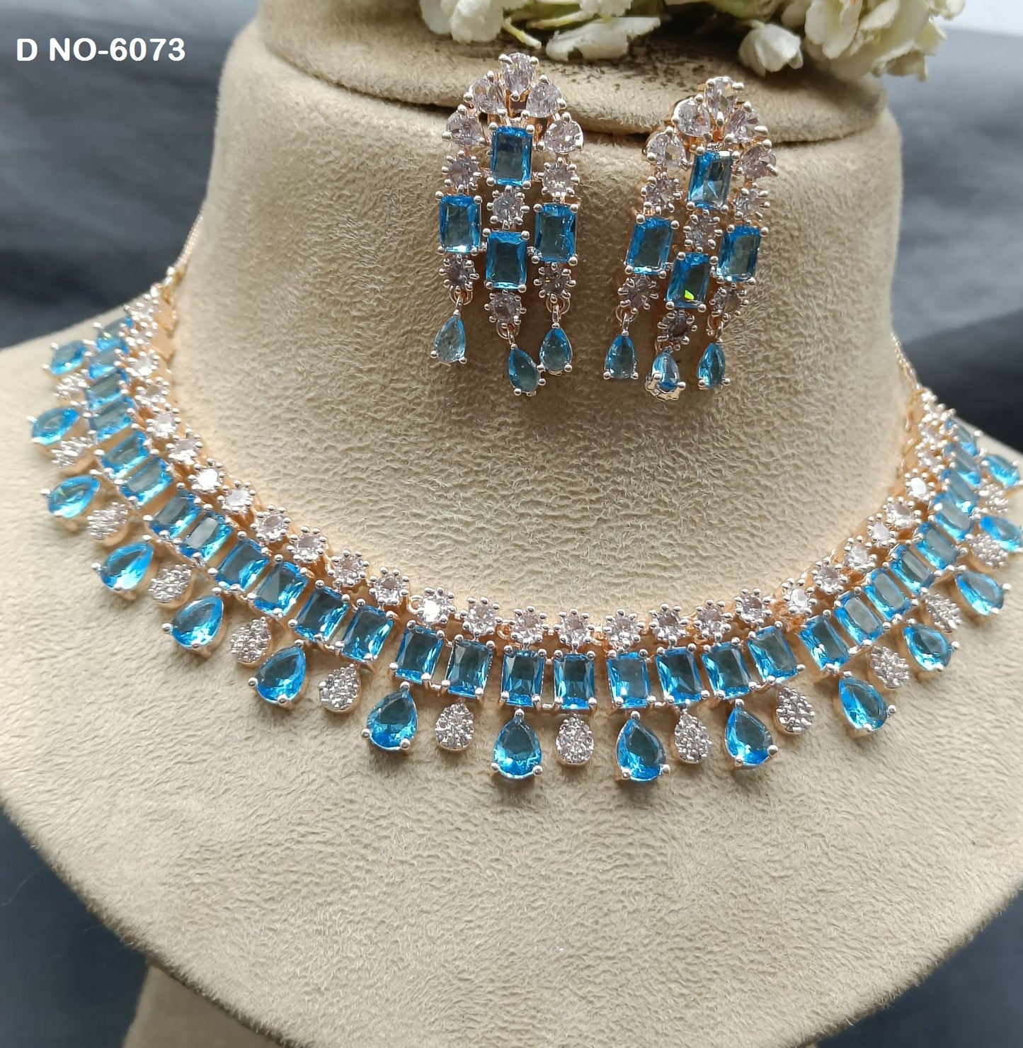 American Diamond Necklace Rosegold Sku 6073 C3 rchiecreation