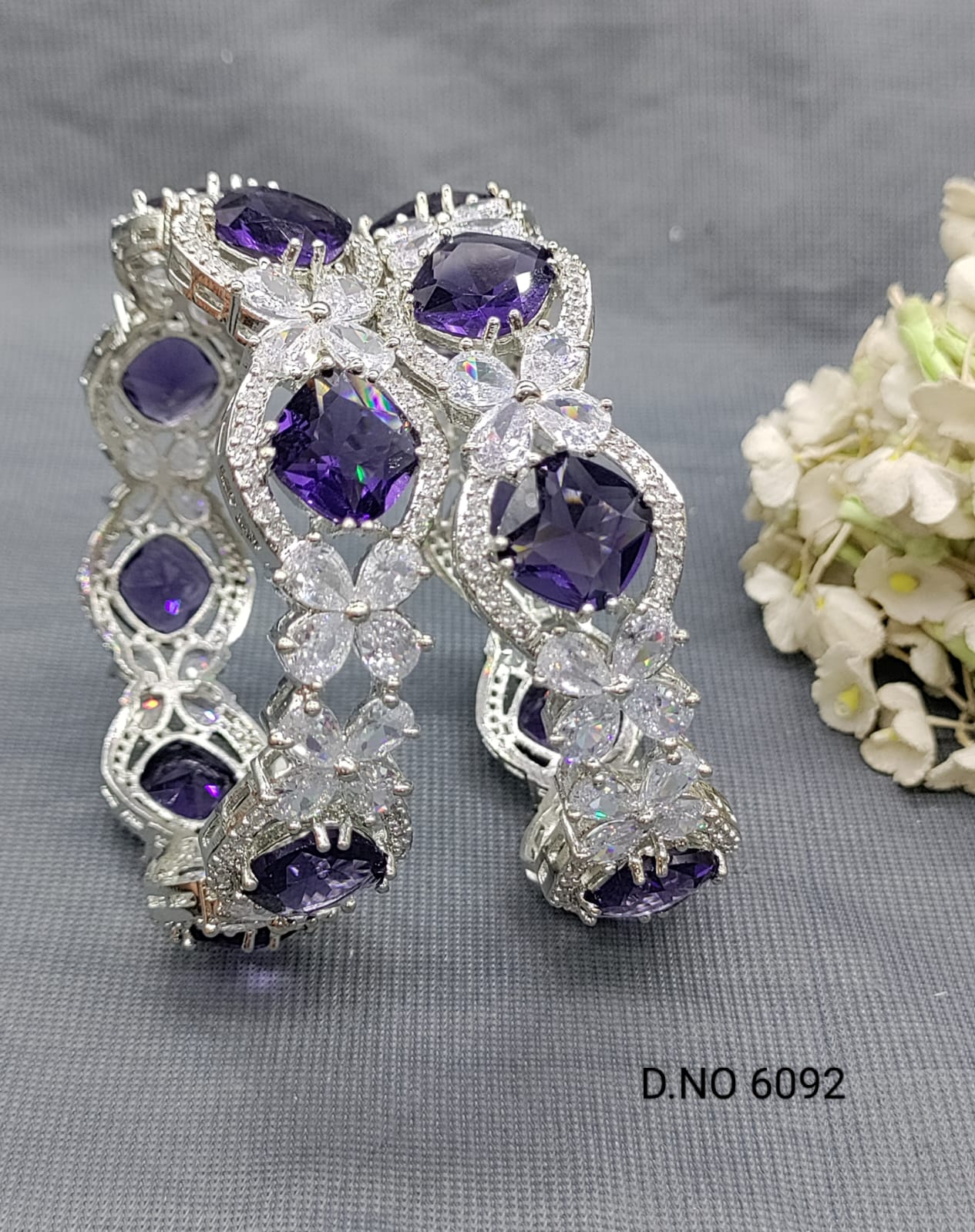 Cz Ad Rodium Purple Bangles Sku 6092 rchiecreation