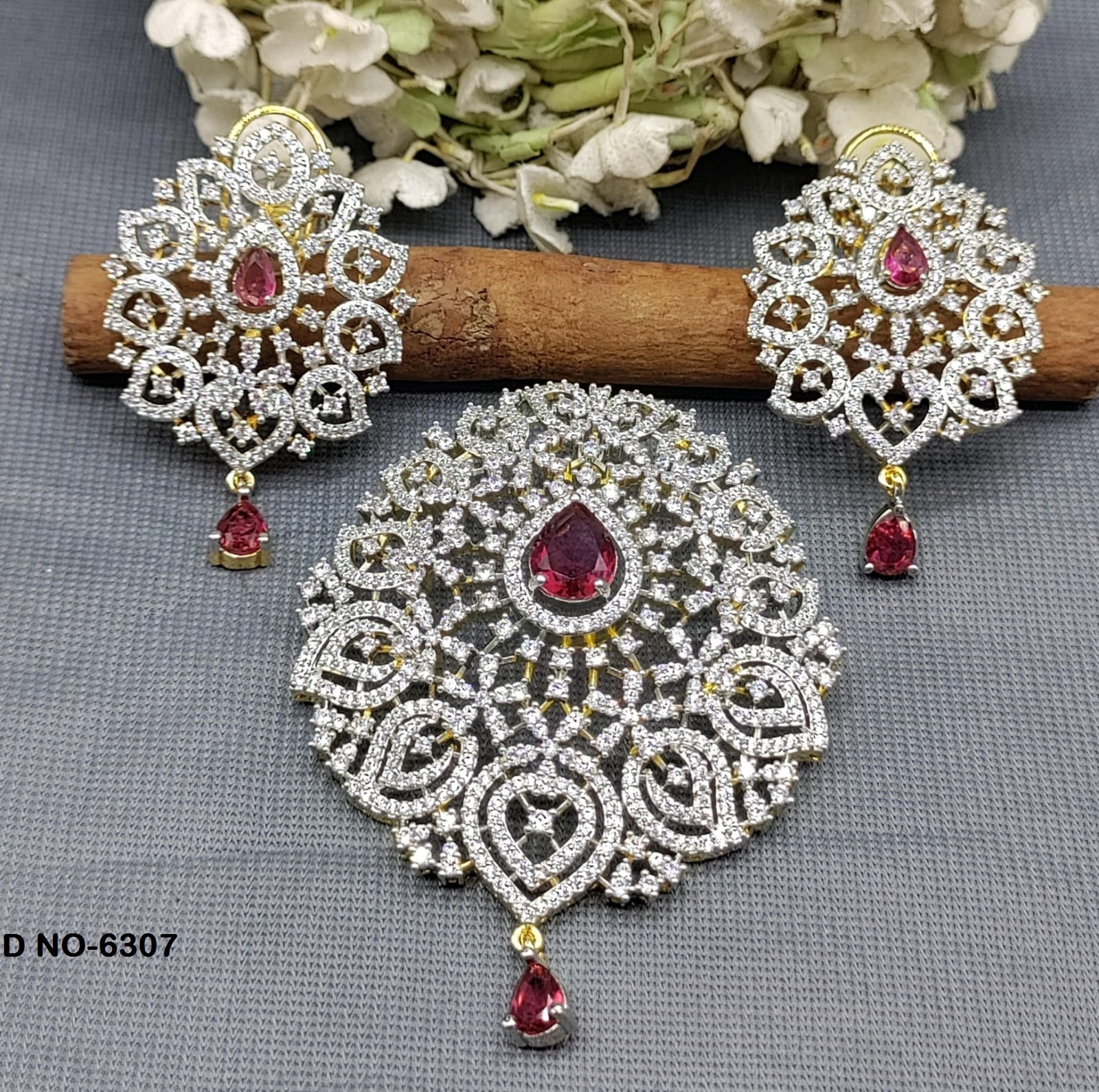 Cz ad Earring &Pendant Set Sku-6307 rchiecreation