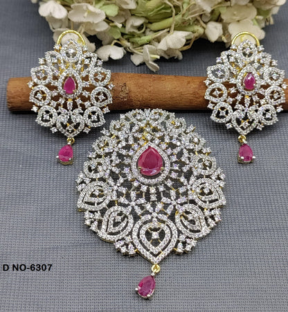 Cz ad Earring &Pendant Set Sku-6307 rchiecreation