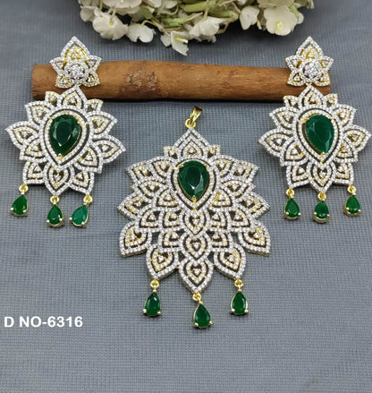 Cz ad Earring &Pendant Set Sku-6316 rchiecreation