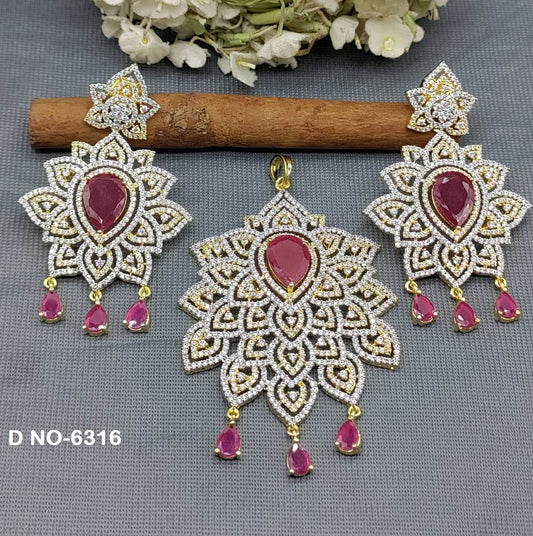 Cz ad Earring &Pendant Set Sku-6316 rchiecreation