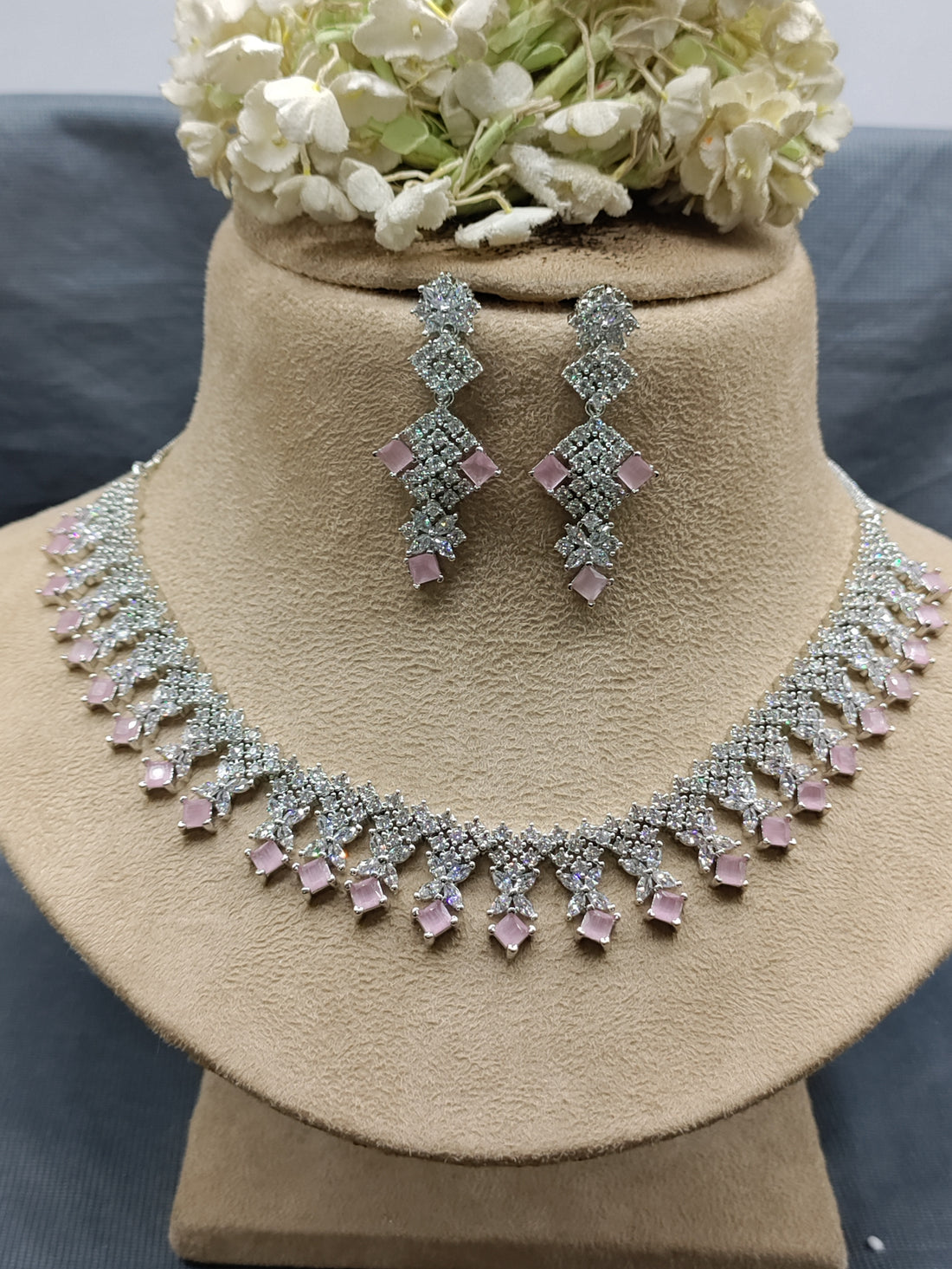 Rodium A.Diamond Necklace SKU-6367 rchiecreation