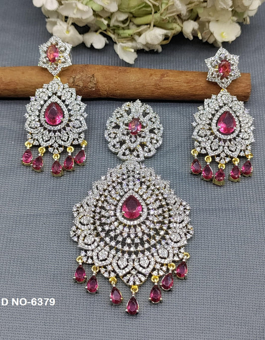 Cz ad Earring &Pendant Set Sku-6379 rchiecreation