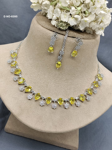 Ad Diamond Rodium Necklace Sku -6395 rchiecreation