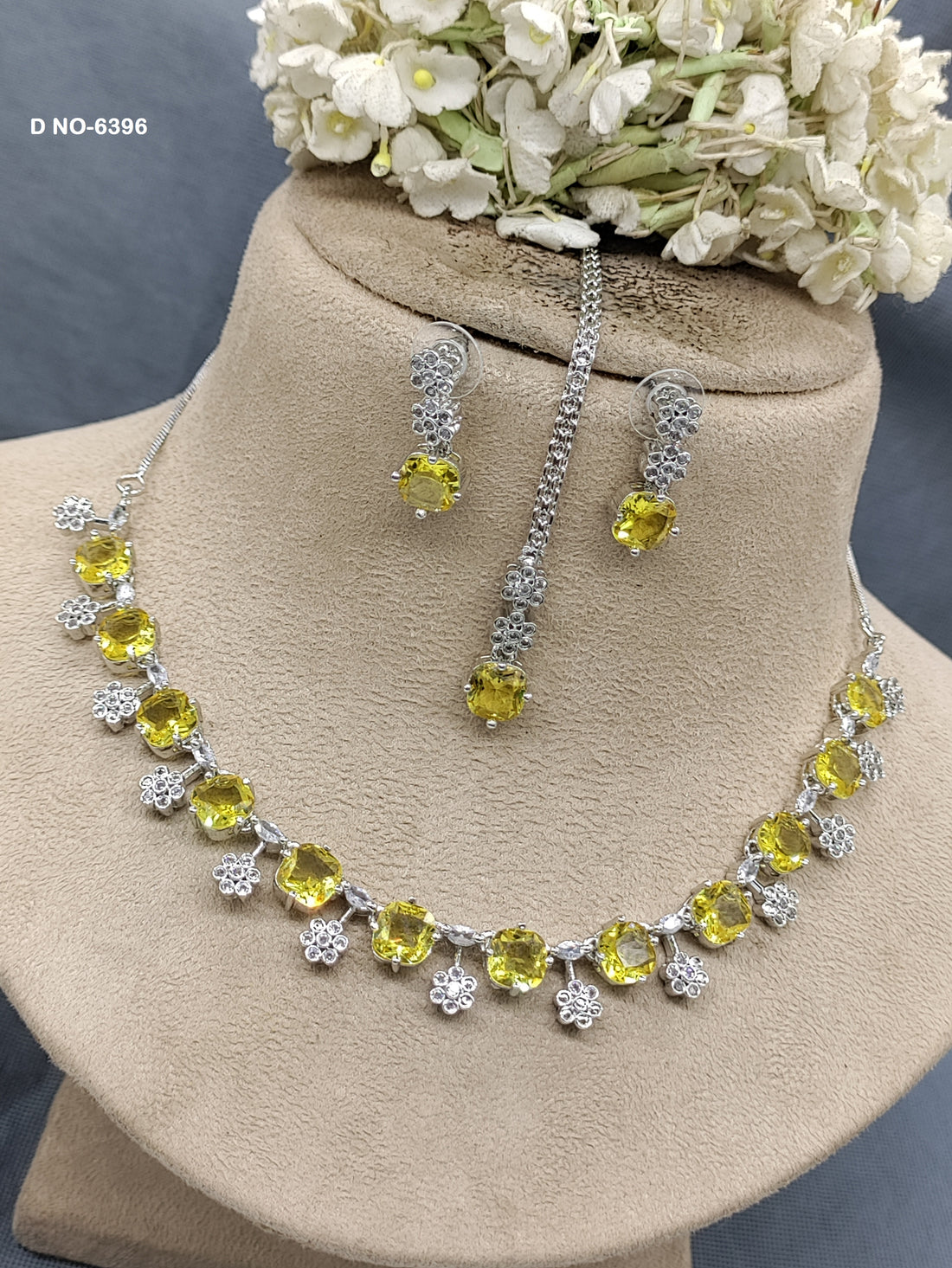 Stylish Ad Diamond Rodium Necklace Sku -6396 rchiecreation