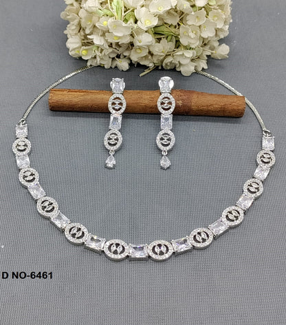 Rodium CZ Ad Diamond Necklace SKU-6461 rchiecreation