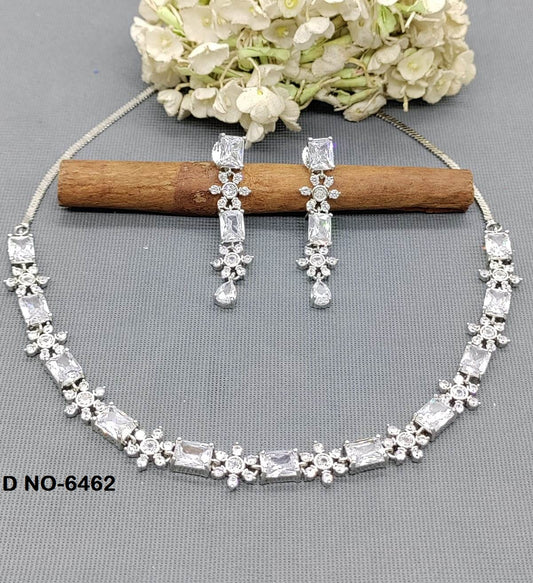 Rodium CZ AD Diamond Necklace SKU-6462 rchiecreation