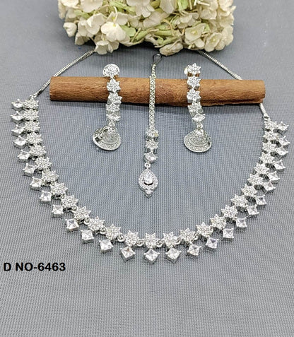 CZ Ad Diamond Rodium Necklace SKU-6463 rchiecreation