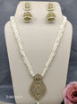 Long Pearl Polki Necklace SKU-6615 rchiecreation