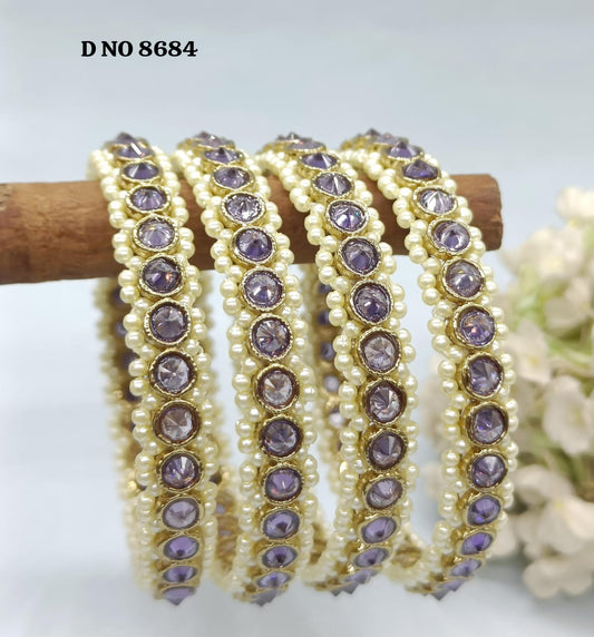 Mehandi Purple Polki Bangles Sku-8684 rchiecreation