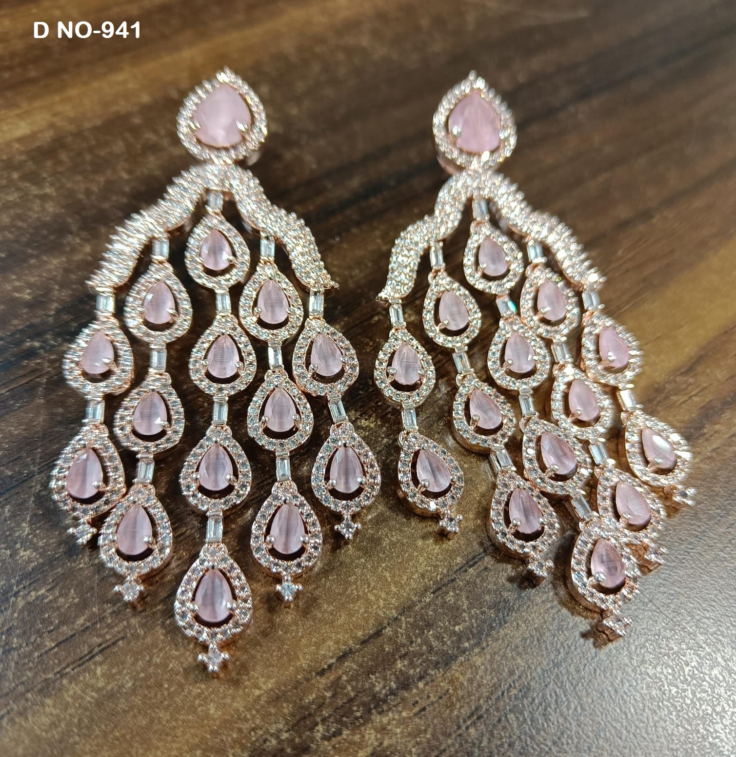 Rose Gold American Diamond Earrings Sku-941 C1 rchiecreation