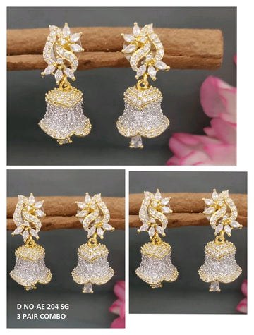 Cz Ad two Tone  Jhumki Earring SKU -AE 204 SG/C-1