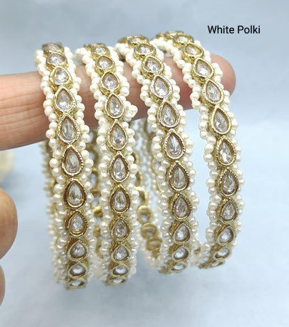 Mehandi White Polki Bangles Sku- 3101 F1