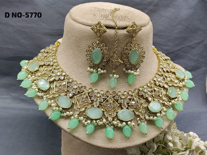 Polki Necklace Mehndi Set Sku-5770 B1 rchiecreation