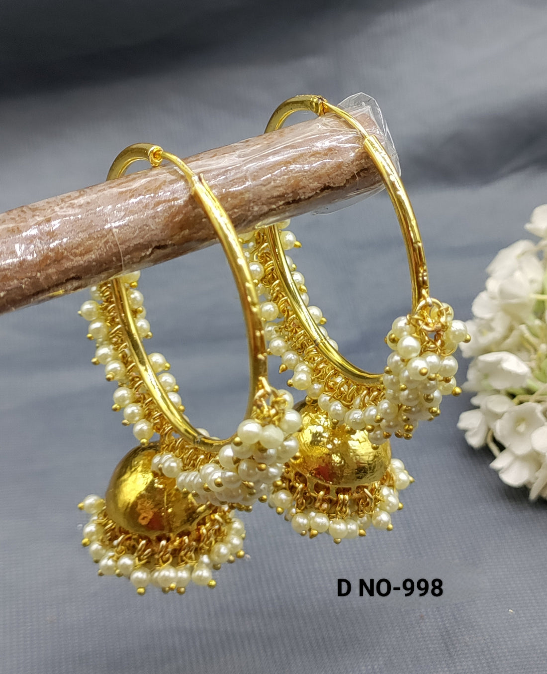 Golden Hoop Bali Jhumki Earring Sku-998 rchiecreation