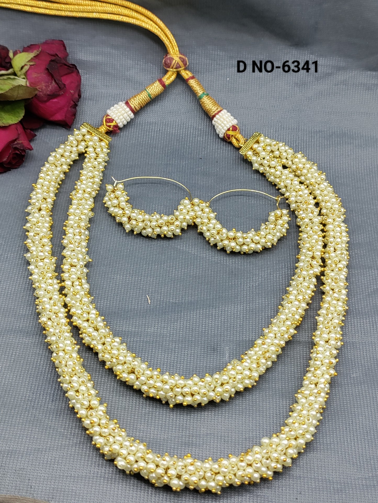 Pearl Necklace Set Sku-6341 rchiecreation
