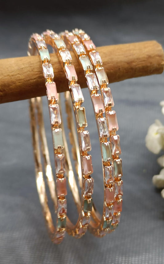 Stone Rosegold  Bangles Sku -6076 rchiecreation