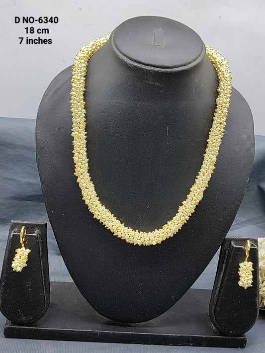 Pearl Necklace Set Sku -6340 rchiecreation