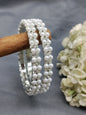 Stone Pearls jeco Bangles Rodium White Sku-6061 rchiecreation