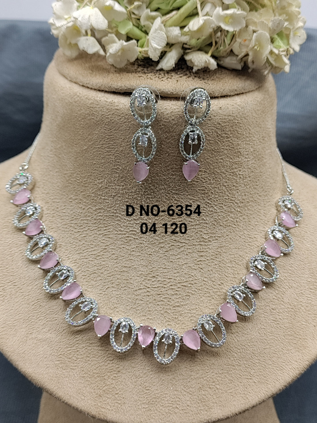 Cz ad Necklace Rodium Set Sku -6354 rchiecreation