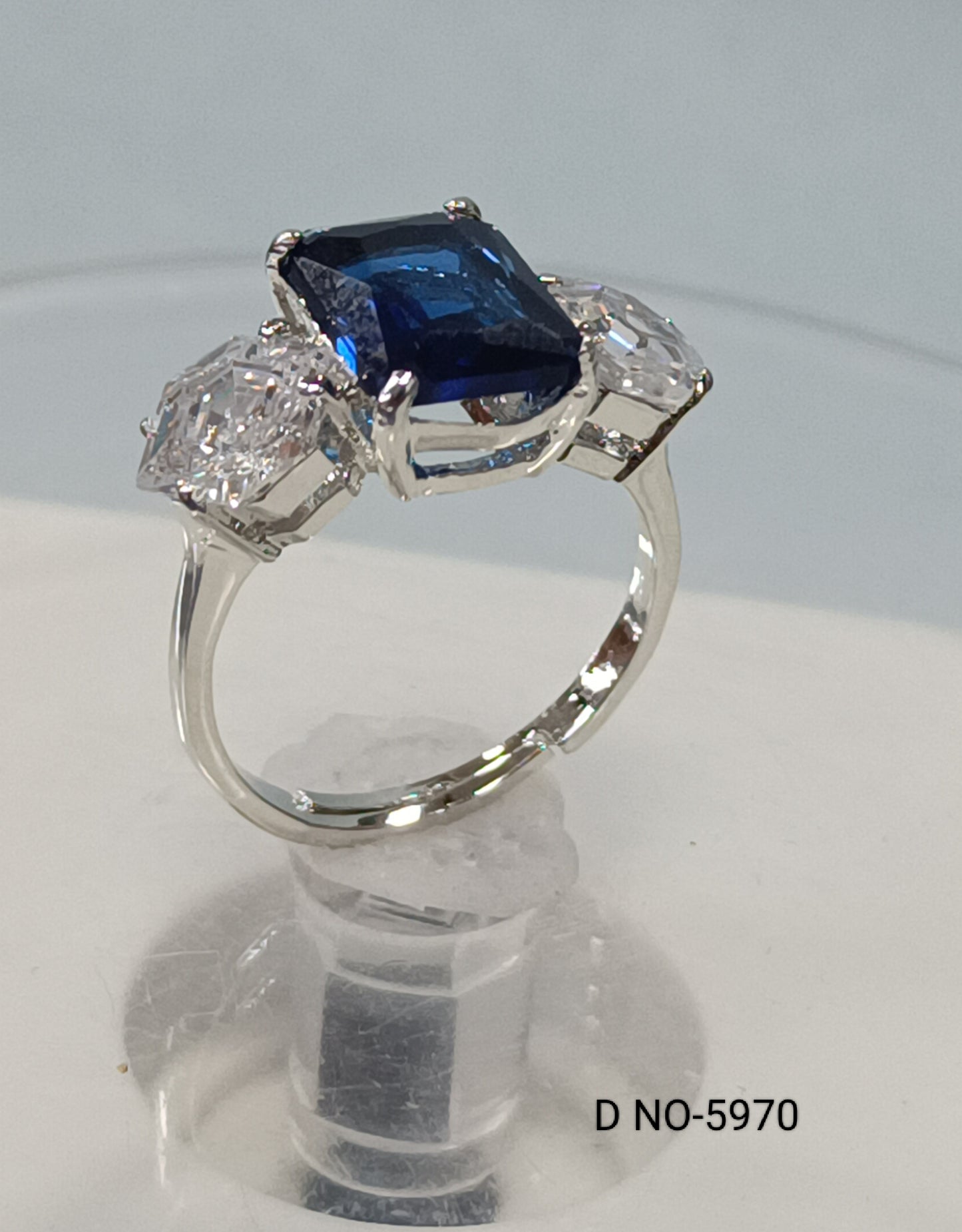 Rodium American Diamond Finger Ring Sku-5970 rchiecreation