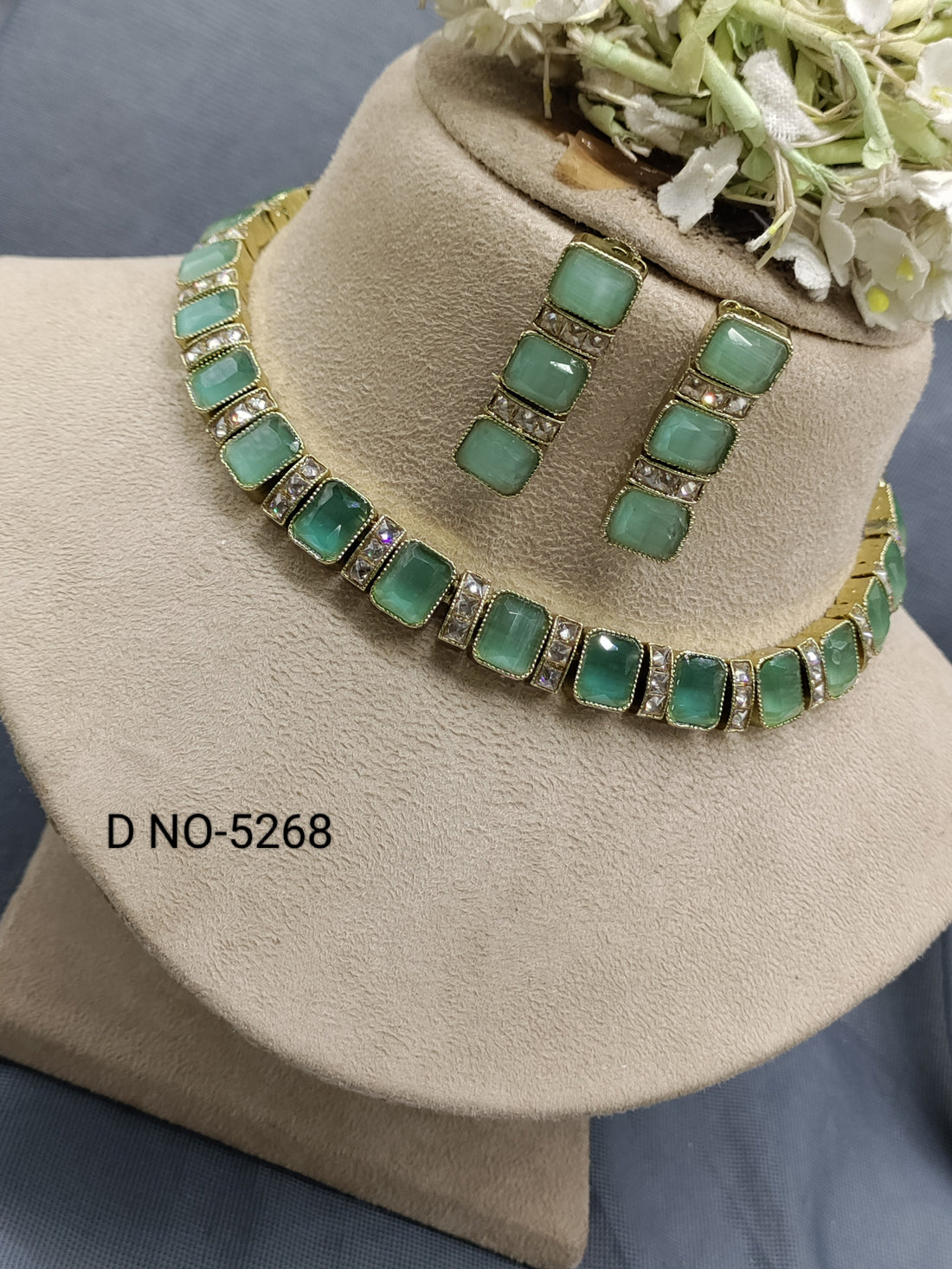 Polki Necklace Mehndi Set Sku-5268 B1 - rchiecreation