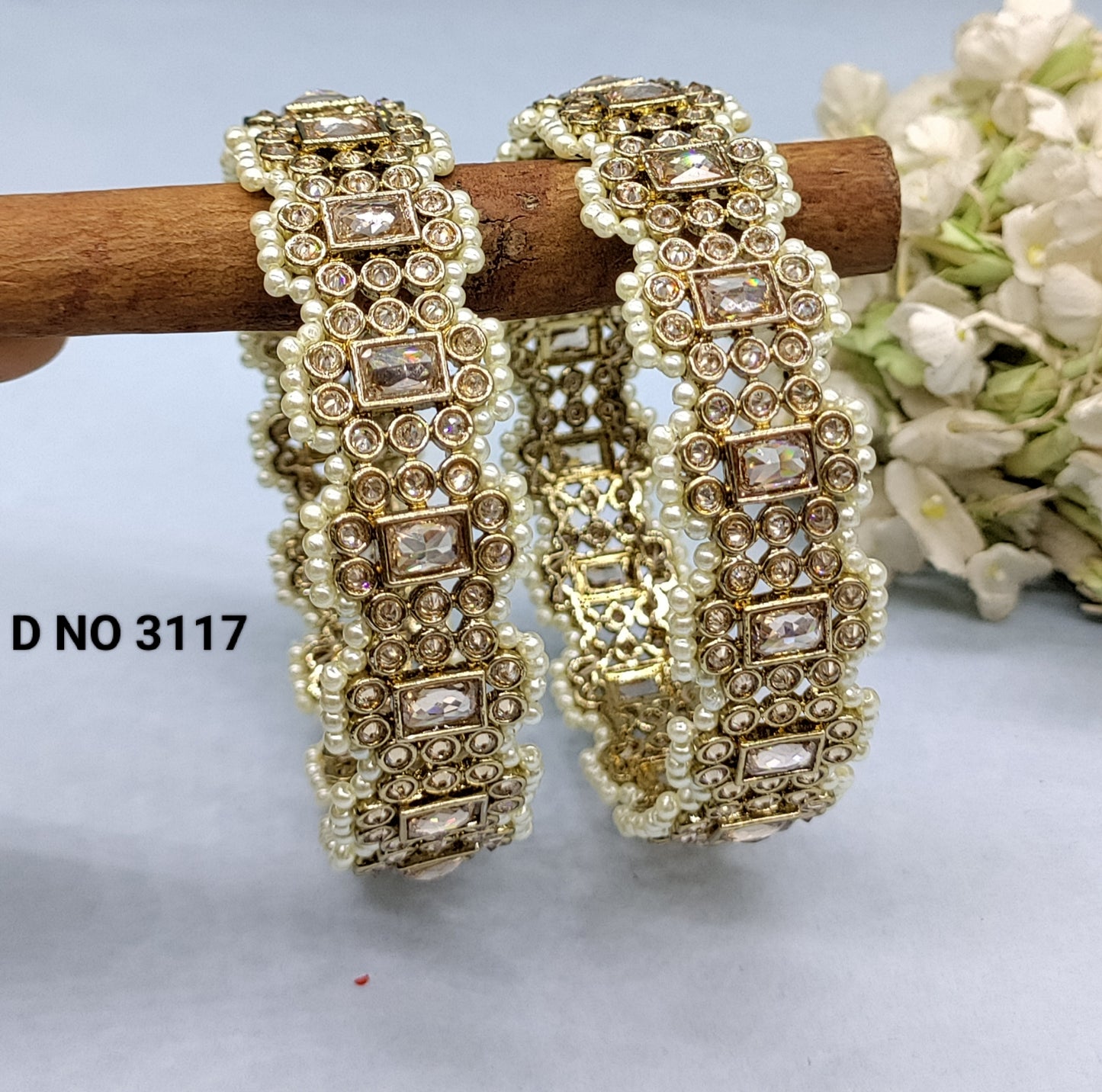 Mehandi Polki Bangles Sku-3117 rchiecreation