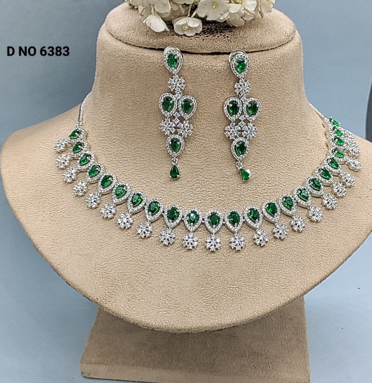 Cz Ad Rodium Necklace Sku- 6383 rchiecreation