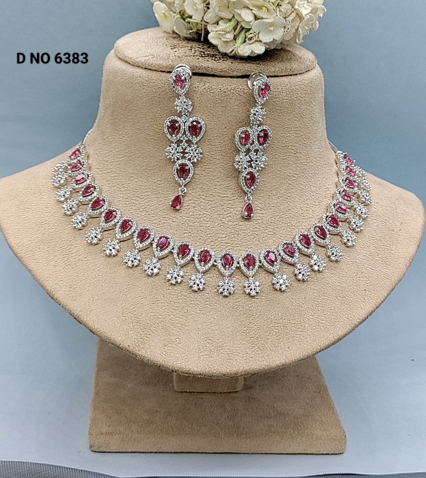 Cz Ad Rodium Necklace Sku- 6383 rchiecreation