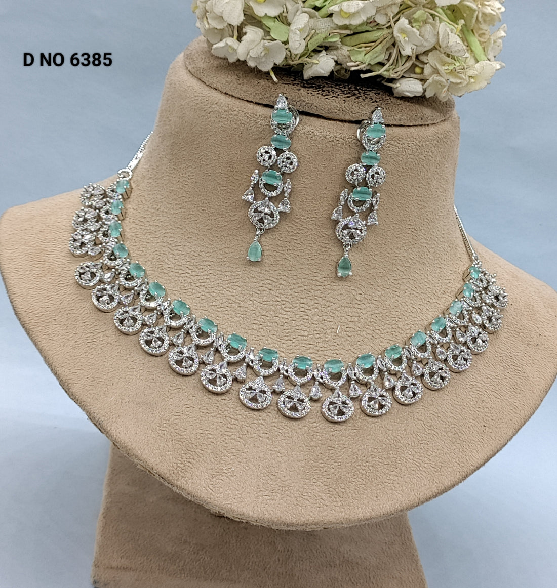 Cz Ad Rodium Necklace Sku-6385 rchiecreation