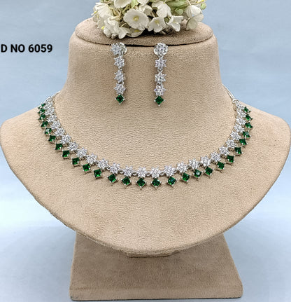 Cz ad Rodium Green Necklace Sku 6059 rchiecreation