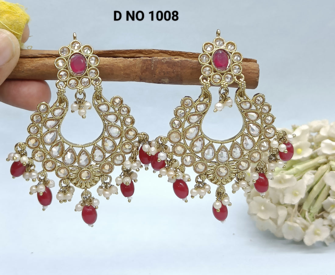 Beautiful Polki Earrings Sku 1008 rchiecreation