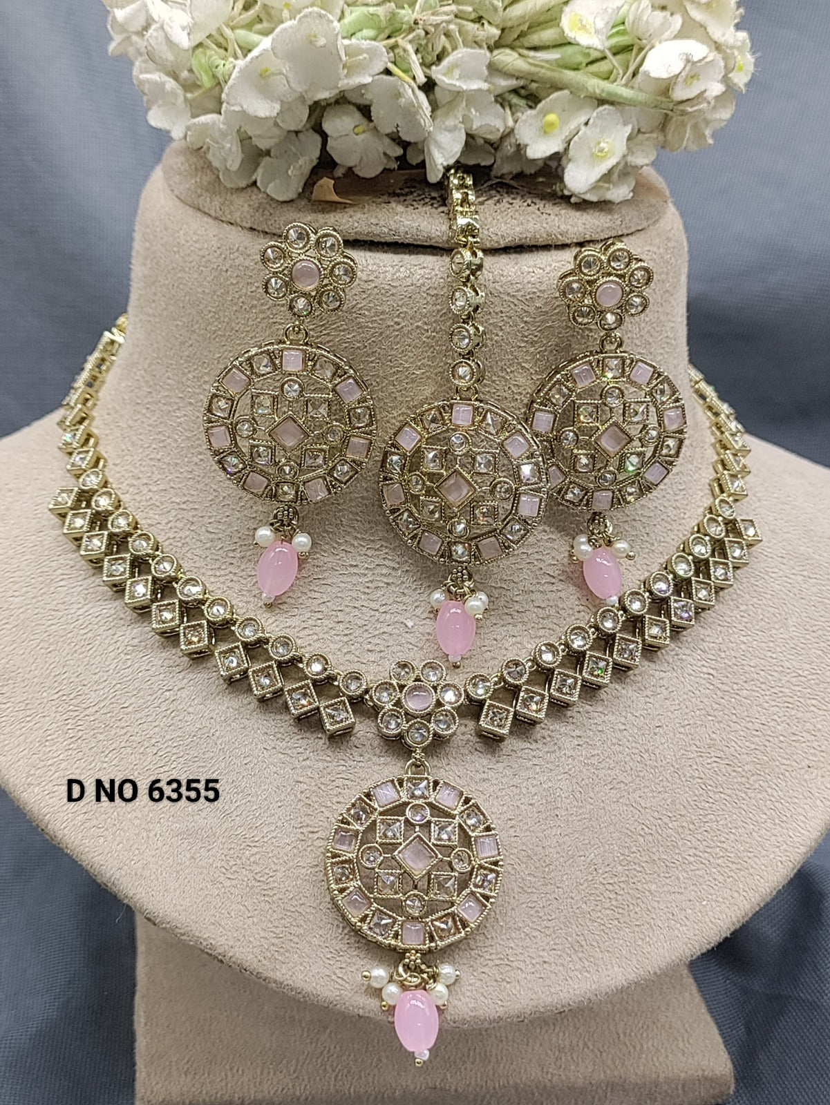 Polki Necklace Mehandi Sku 6355 rchiecreation