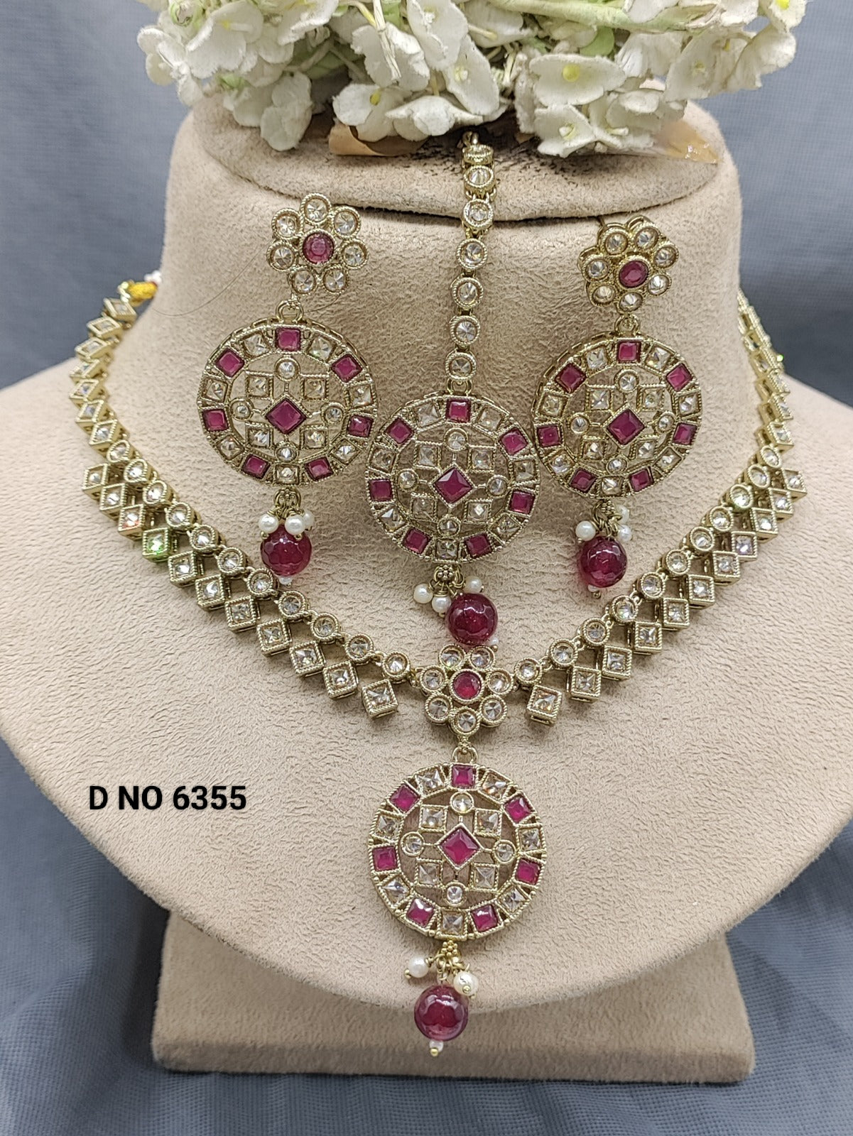 Polki Necklace Mehandi Sku 6355 rchiecreation