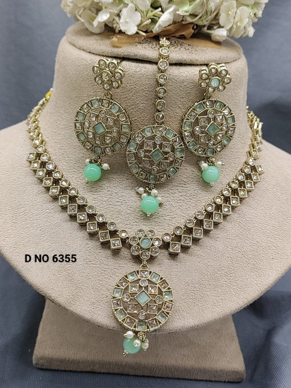 Polki Necklace Mehandi Sku 6355 rchiecreation