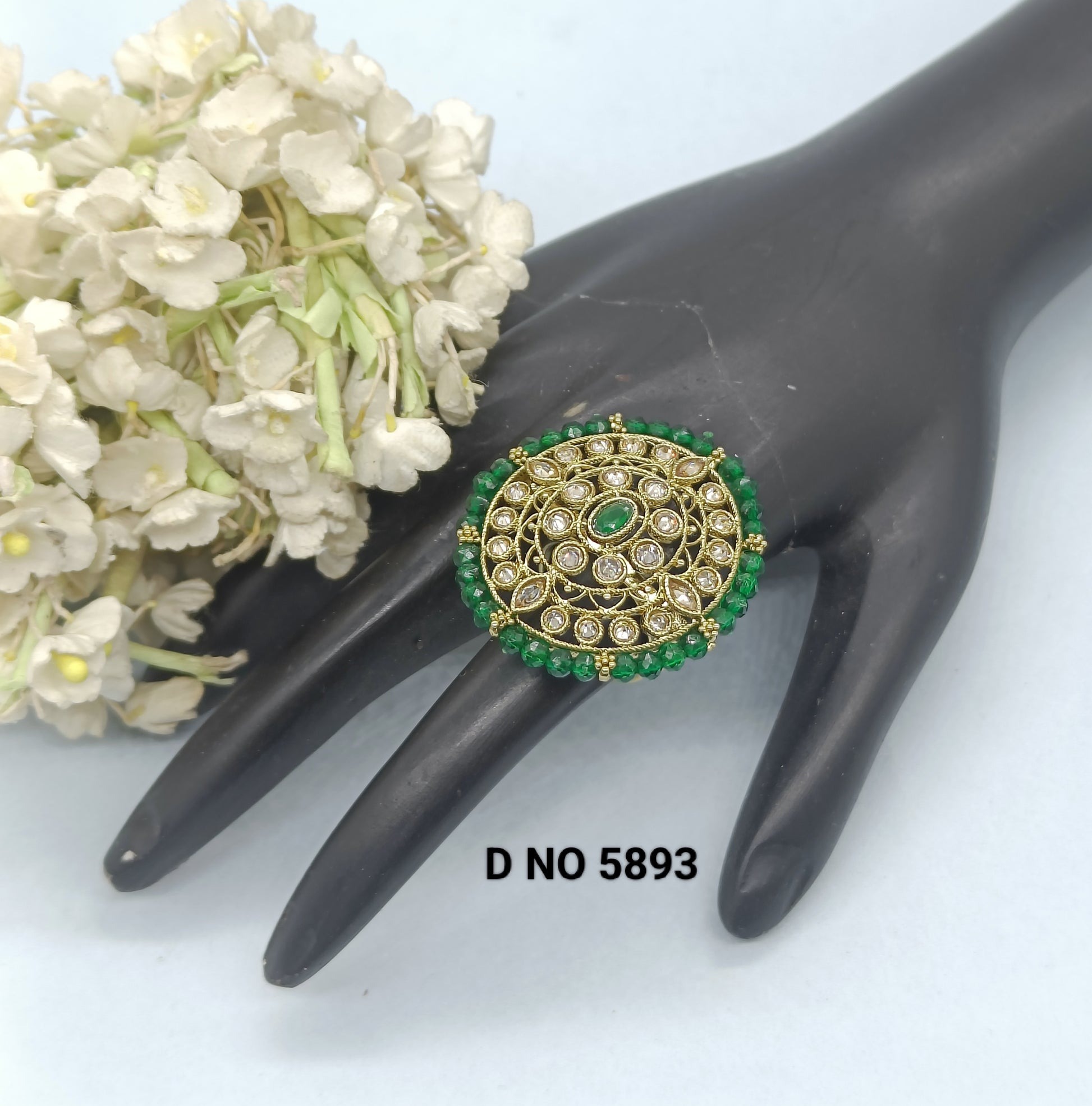 Polki Mehandi Finger Ring SKU 5893 E2 rchiecreation