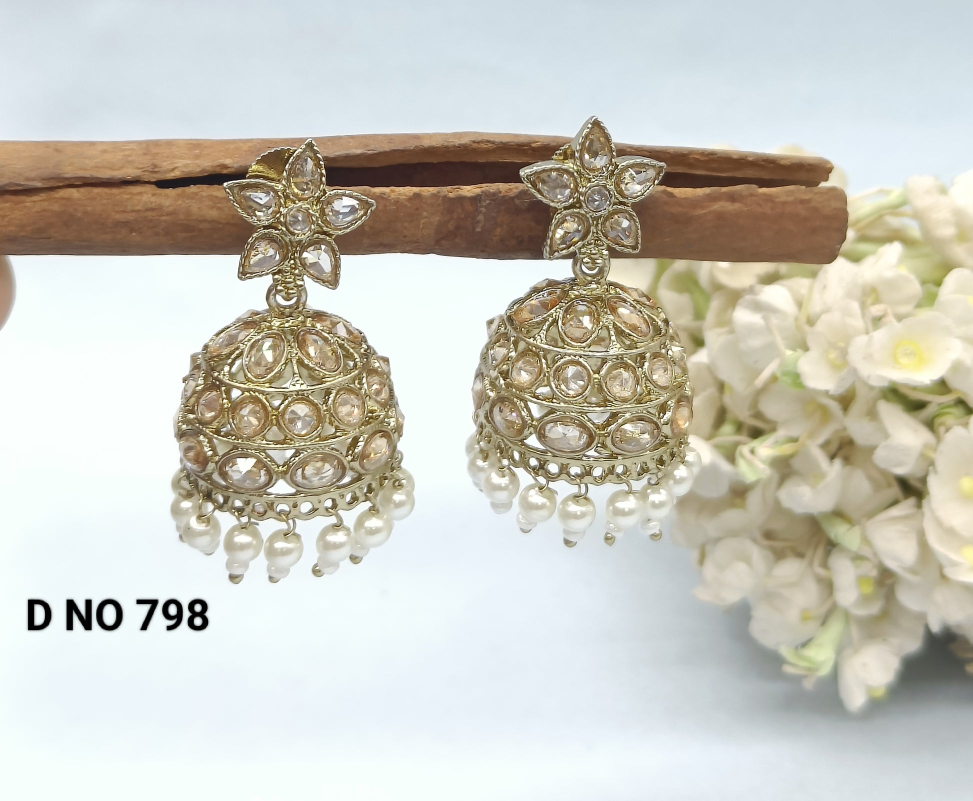 Polki Earrings Jhumki Sku 798 rchiecreation