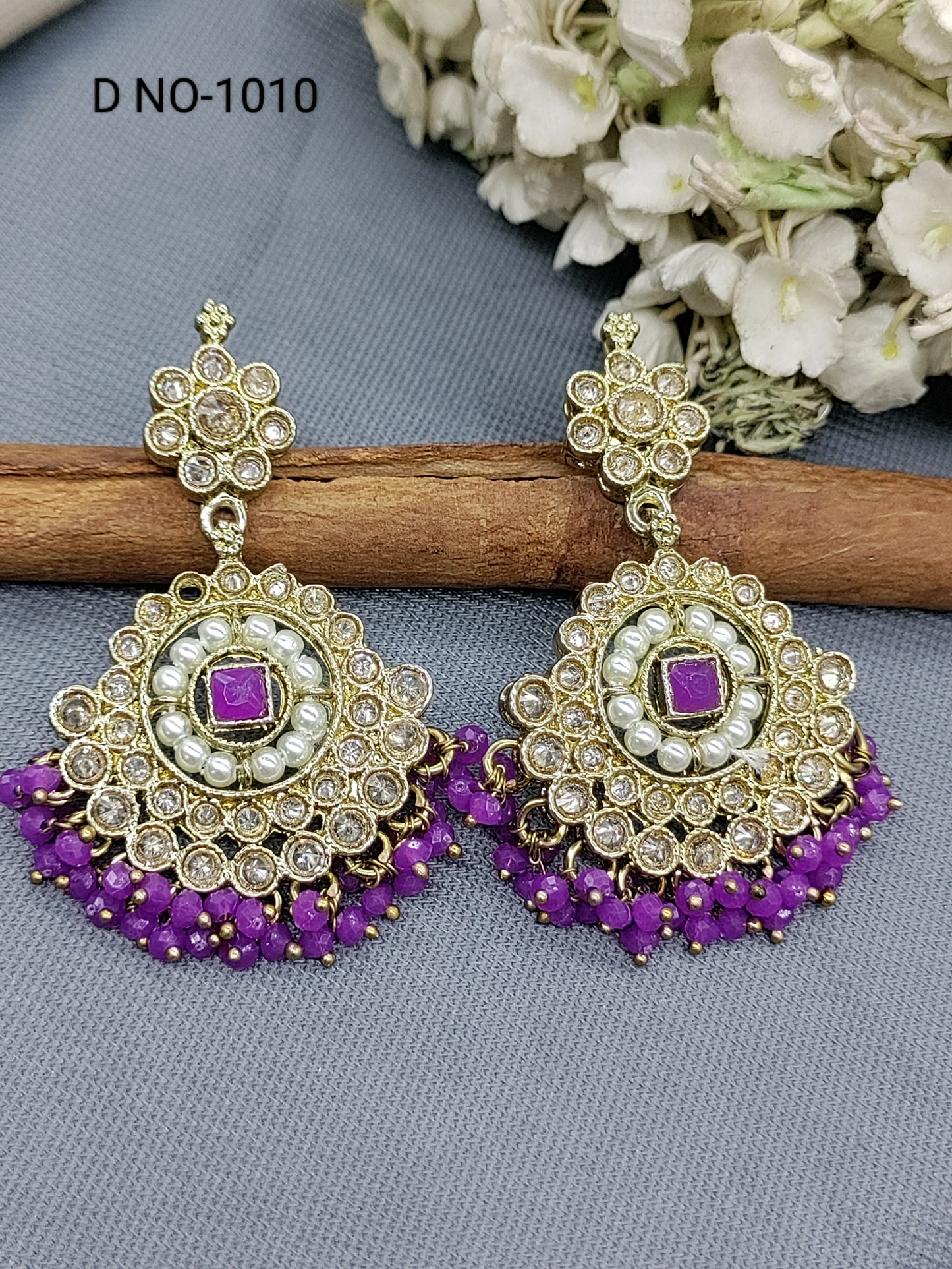 Mehandi Polki Earring Sku-1010 rchiecreation