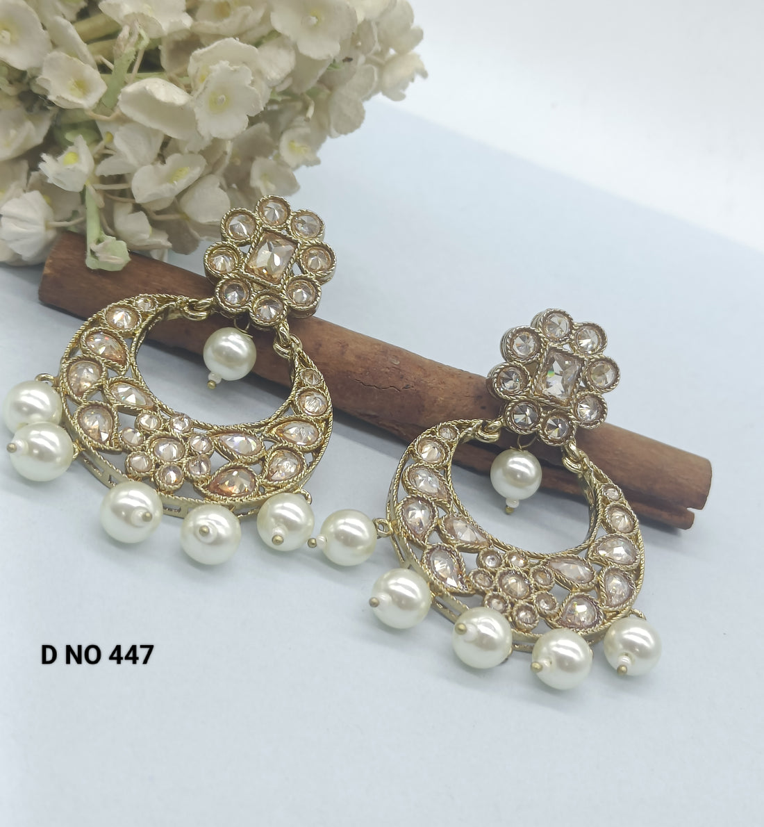 Polki Earring Mehndi Sku- 447 A1 rchiecreation