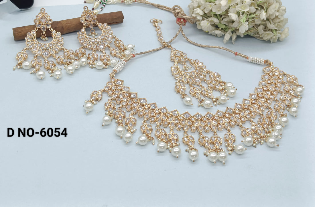 Polki Rosegold Necklace Sku 6054 B-1 - rchiecreation