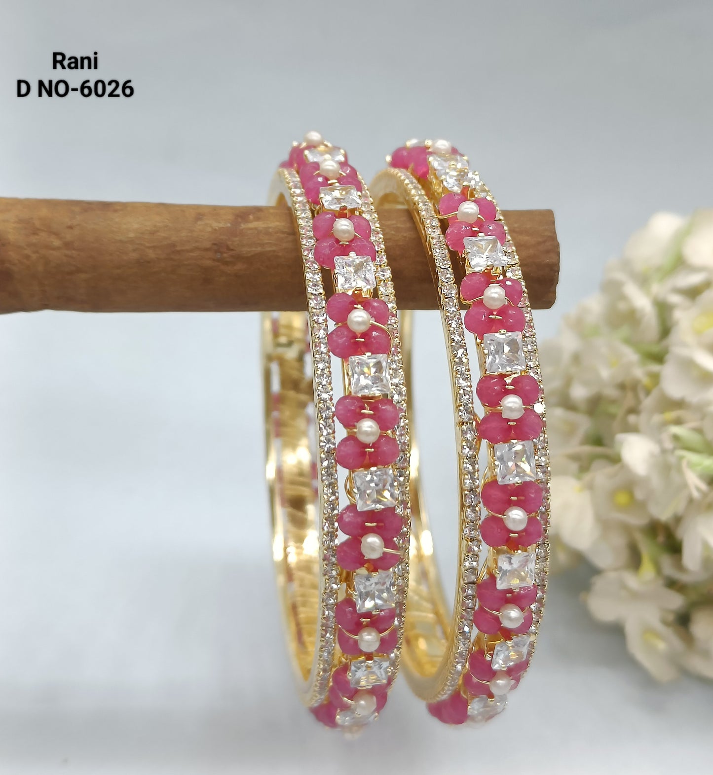 Stone Bangles Rani  Sku 6026 rchiecreation