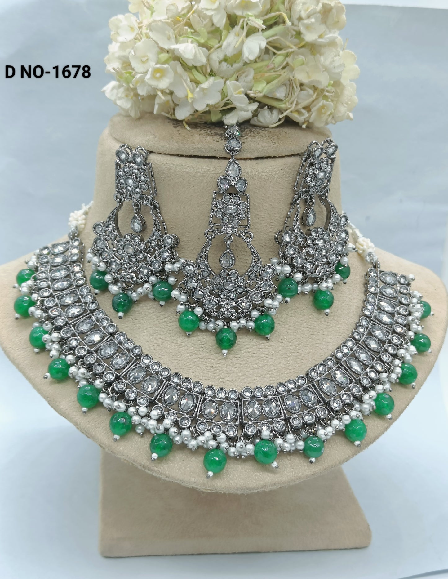 Polki Victorian Necklace set Sku 1678 rchiecreation