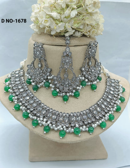 Polki Victorian Necklace set Sku 1678 rchiecreation