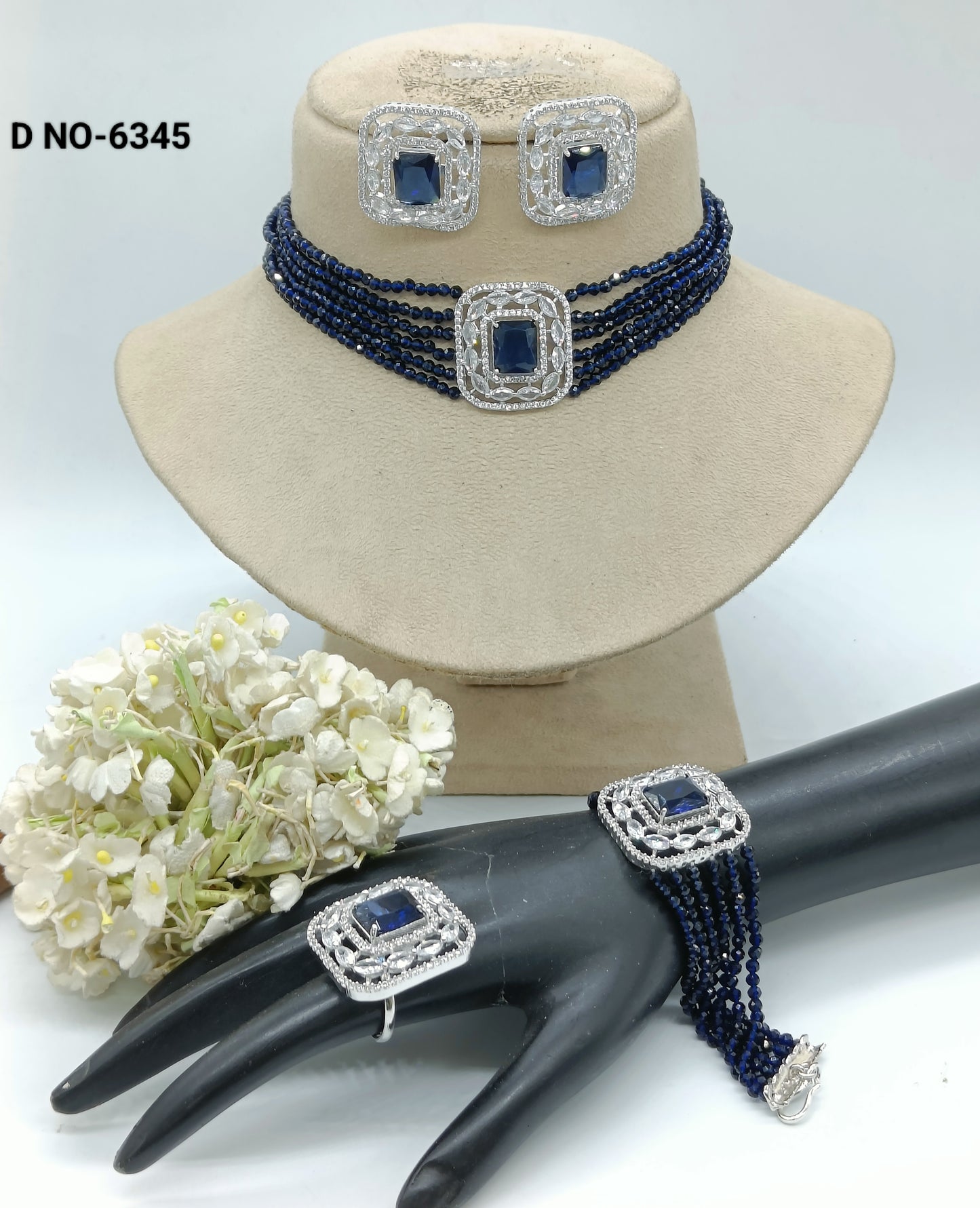 Cz Ad Necklace Combo Set Sku 6345 rchiecreation