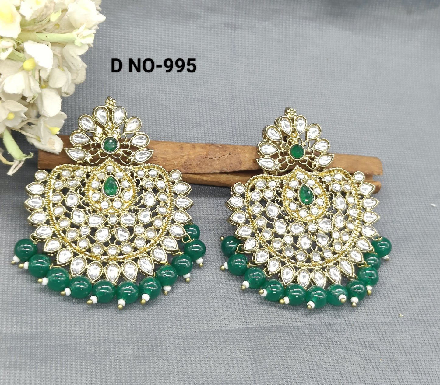 Polkii Kundan Earrings Sku 995 rchiecreation