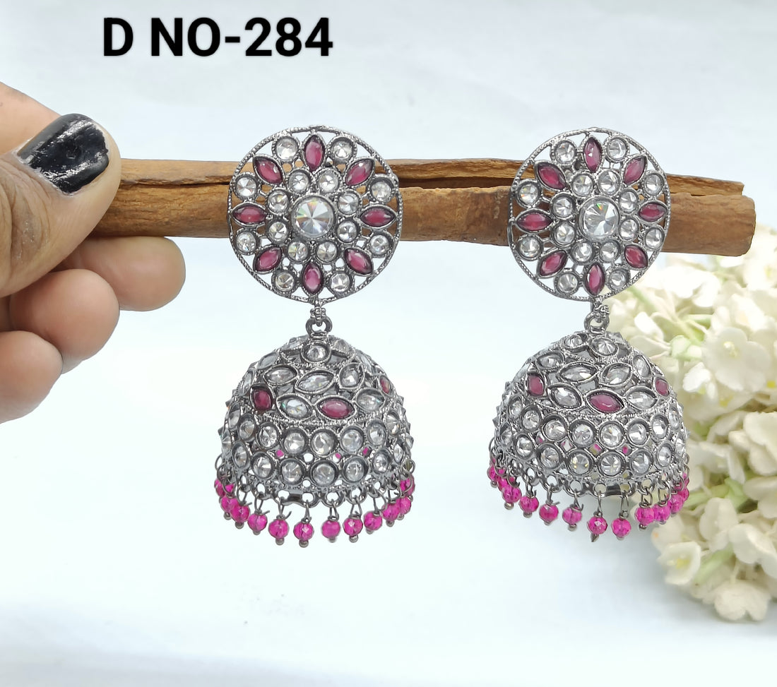 Polkii White Ad Victorian Jhumki Sku 284 rchiecreation