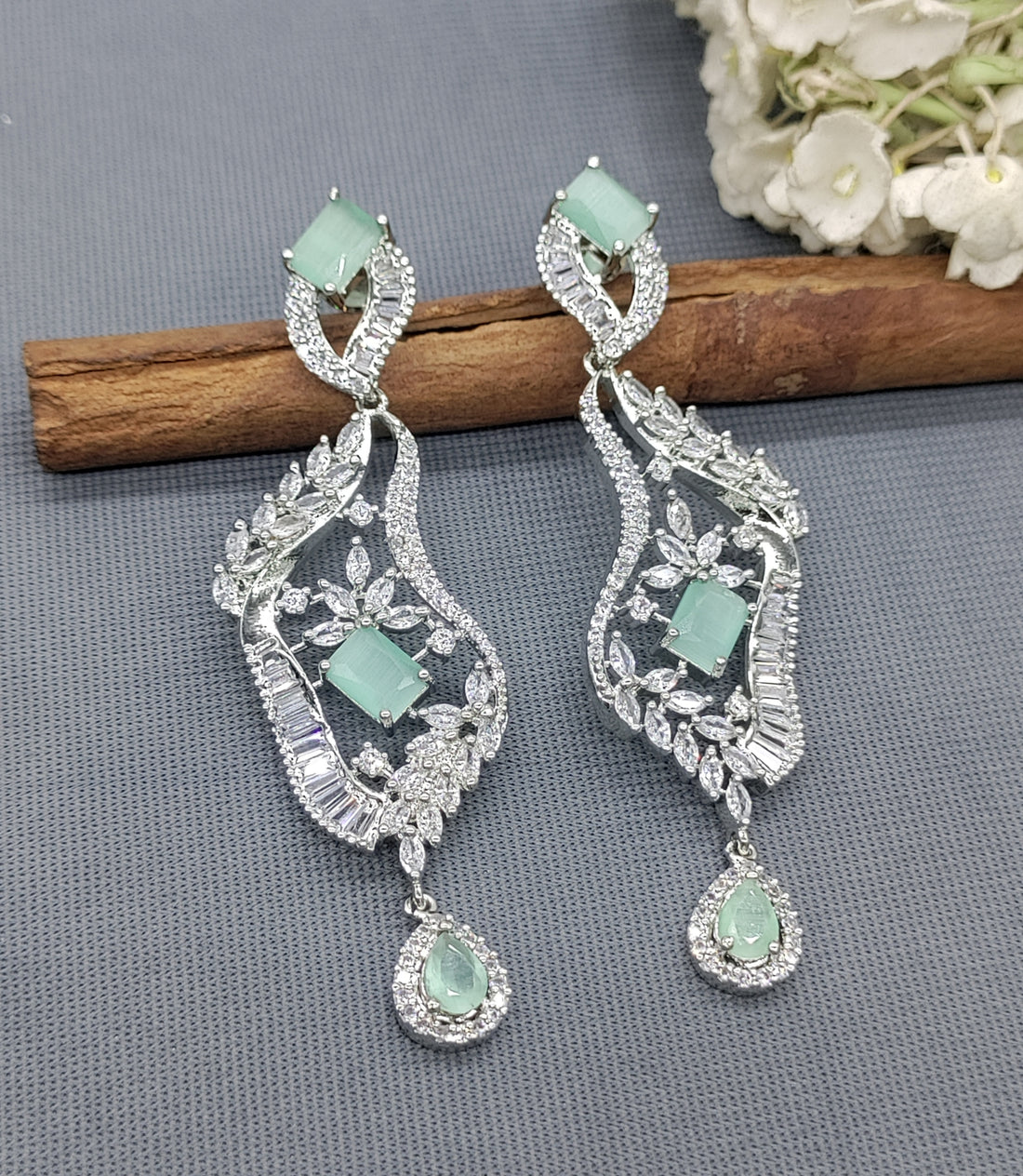 American Diamond Earring Rodium -439 C-1 - rchiecreation