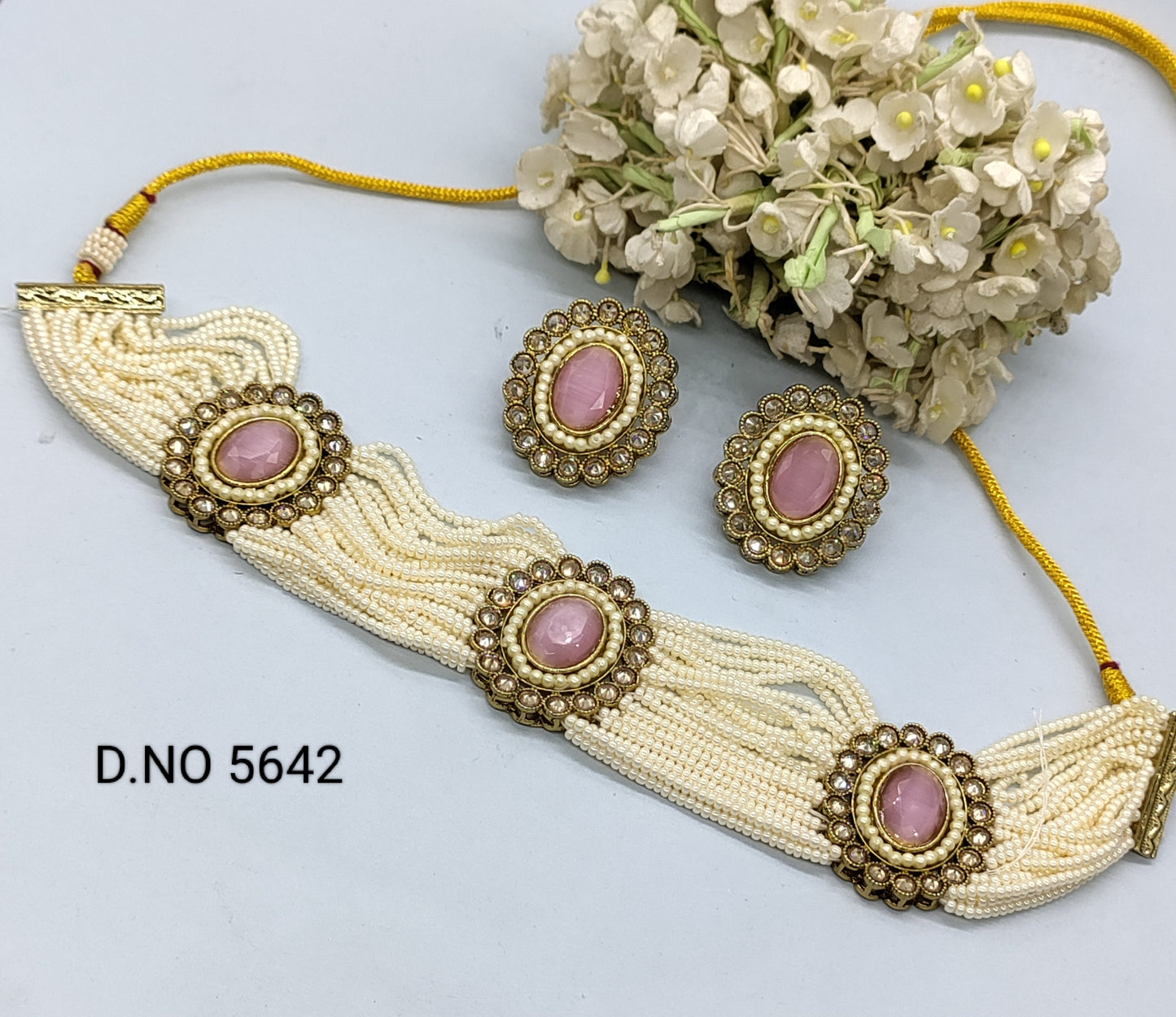 Beautiful Polki Mirror Chocker Necklace Sku-5642B1 rchiecreation