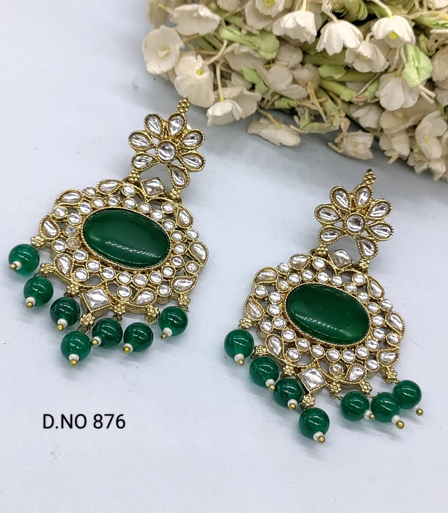 Kundan Mehandi Earring Sku 876 rchiecreation